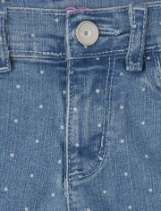 Girls Print Denim Jeggings