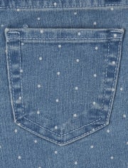 Girls Print Denim Jeggings