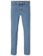 Girls Print Denim Jeggings