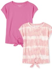 Girls Tie Front Basic Layering Tee 2-Pack