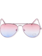 Girls Heart Aviator Sunglasses