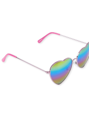 Girls Rainbow Heart Aviator Sunglasses