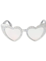 Gafas de sol con diseño de corazón metalizado para niñas