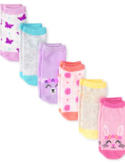 Calcetines tobilleros Critter para niñas pequeñas, paquete de 6