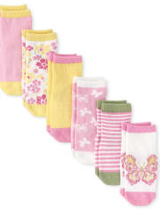 Toddler Girls Butterfly Midi Socks 6-Pack