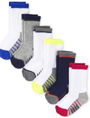 Toddler Boys Striped Cushioned Crew Socks 6-Pack
