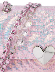 Girls Sequin Heart Quilted Bag