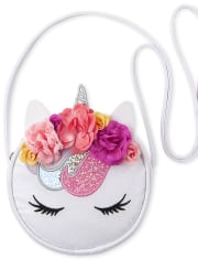 Girls Glitter Unicorn Flower Bag