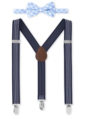 Boys Plaid Bow Tie And Suspenders Set