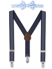 Toddler Boys Plaid Bow Tie And Suspenders Set