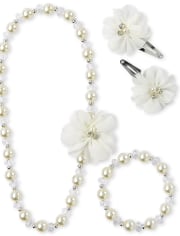 Girls Flower 4-Piece Hair And Jewelry Set