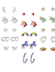 Girls Unicorn Earrings 15-Pack