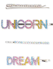 Girls Jeweled Unicorn Dream Hair Pin 4-Pack
