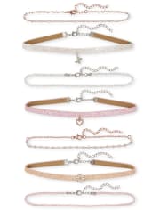 Girls Glitter Choker Necklace 7-Pack