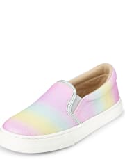 Girls Glitter Rainbow Ombre Slip On Sneakers