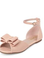 Girls Metallic Bow Ballet Flats