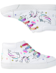 Zapatillas altas con diseño de unicornio Doodle para niñas