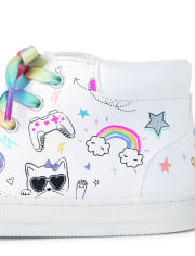Girls Unicorn Doodle Hi Top Sneakers