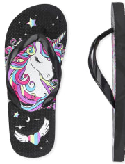 Girls Unicorn Flip Flops