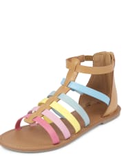 Sandalias de gladiador arcoíris para niñas