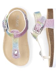 Toddler Girls Glitter T Strap Sandals