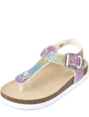 Toddler Girls Glitter T Strap Sandals