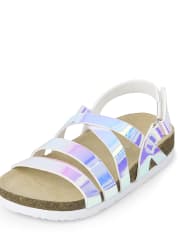 Toddler Girls Holographic Strappy Sandals