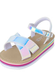 Toddler Girls Holographic Platform Sandals