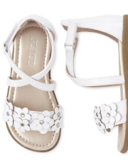 Toddler Girls Iridescent Flower Cross Strap Sandals