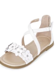 Toddler Girls Iridescent Flower Cross Strap Sandals
