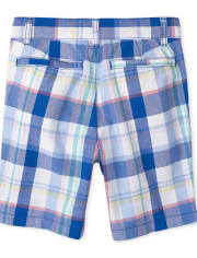 Boys Plaid Chino Shorts
