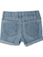 Roll Cuff Hem Shorts The Children's Place Girls' Denim Shortie Shorts 3-Pack - Stretch Denim With Adjustable Waist Shortie Shorts Pack
