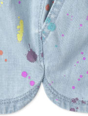 Girls Paint Splatter Denim Pull On Shorts