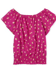 Girls Floral Smocked Top