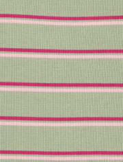 Girls Striped Ribbed Tie Front Top