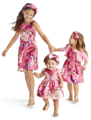 Toddler Girls Floral Pleated Dress