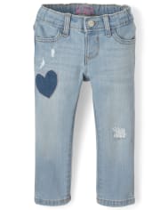 Baby And Toddler Girls Heart Denim Jeans