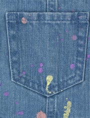 Shorts vaqueros con salpicaduras de pintura para bebés y niñas pequeñas