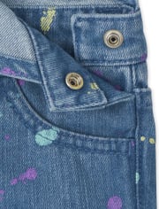 Shorts vaqueros con salpicaduras de pintura para bebés y niñas pequeñas