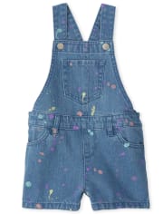 Shorts vaqueros con salpicaduras de pintura para bebés y niñas pequeñas