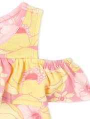 Toddler Girls Floral Striped Cold Shoulder Top 2-Pack