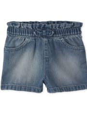 Baby And Toddler Girls Paperbag Waist Denim Shorts