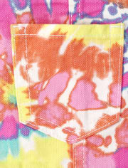 Salopette courte tie-dye arc-en-ciel pour bébés et petites filles