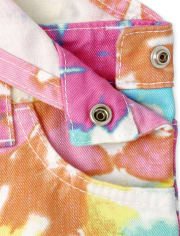 Salopette courte tie-dye arc-en-ciel pour bébés et petites filles