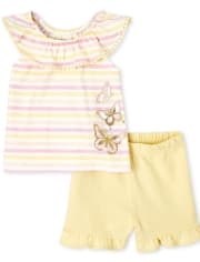 Toddler Girls Striped Ruffle 2-Piece Set