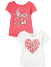 Toddler Girls Graphic Tee Shirt 2-Pack