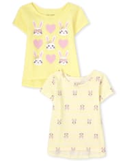 Baby And Toddler Girls Bunny Tee Shirt 2-Pack