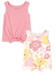 Toddler Girls Floral Tie Front Tank Top 2-Pack