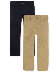 Boys Uniform Stretch Relaxed Straight Chino Pants 2-Pack