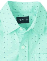Chemise boutonnée en popeline imprimée pour garçon